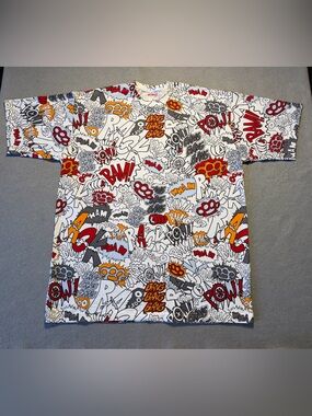 New York Heavy Weight White T-Shirt 3XL All Over Pop Art Comic Book Print